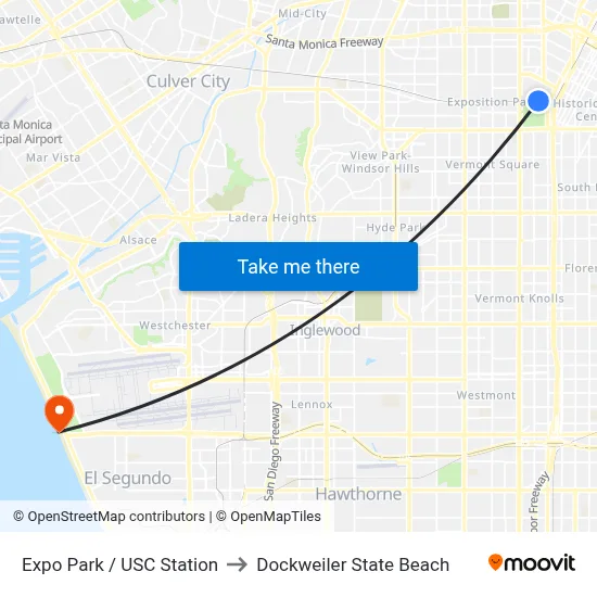 Expo Park / USC Station to Dockweiler State Beach map
