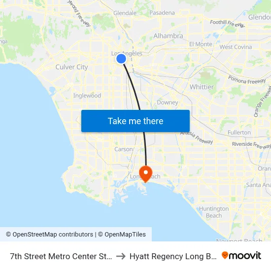 7th Street Metro Center Station to Hyatt Regency Long Beach map
