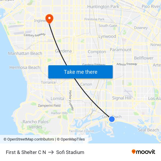 First & Shelter C N to Sofi Stadium map