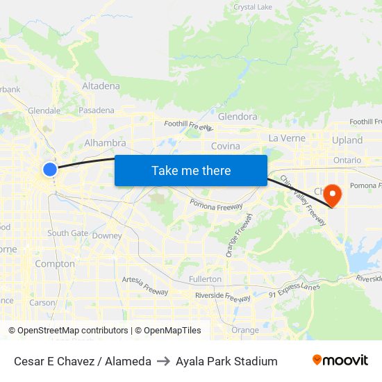 Cesar E Chavez / Alameda to Ayala Park Stadium map