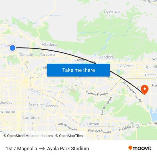 1st / Magnolia to Ayala Park Stadium map