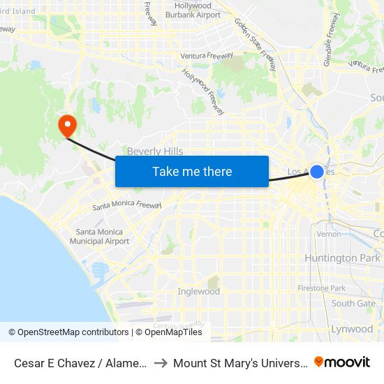 Cesar E Chavez / Alameda to Mount St Mary's University map