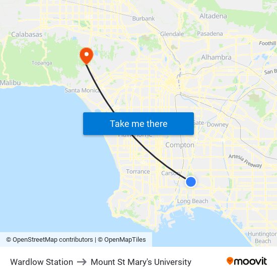 Wardlow Station to Mount St Mary's University map