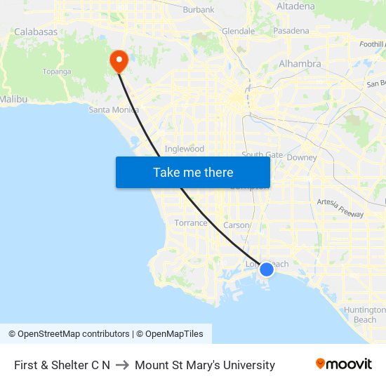 First & Shelter C N to Mount St Mary's University map