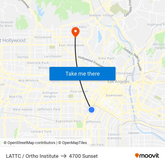 LATTC / Ortho Institute to 4700 Sunset map