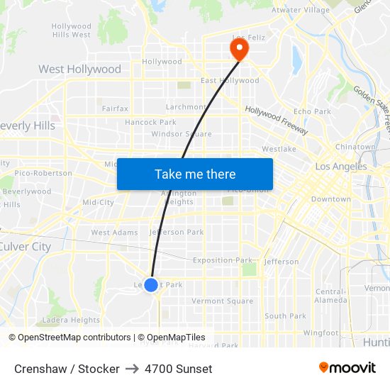 Crenshaw / Stocker to 4700 Sunset map