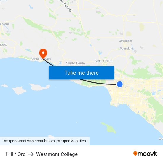 Hill / Ord to Westmont College map