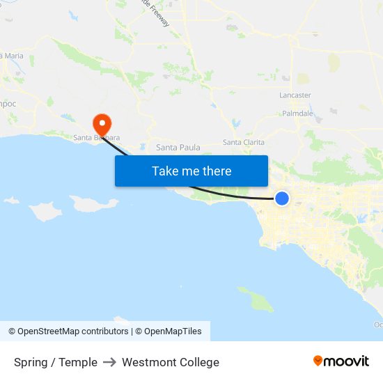 Spring / Temple to Westmont College map