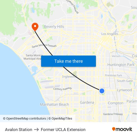 Avalon Station to Former UCLA Extension map