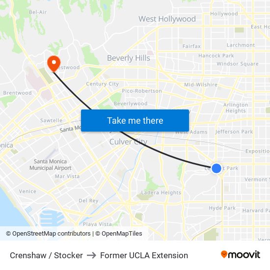 Crenshaw / Stocker to Former UCLA Extension map
