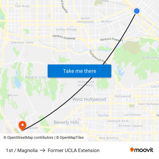 1st / Magnolia to Former UCLA Extension map
