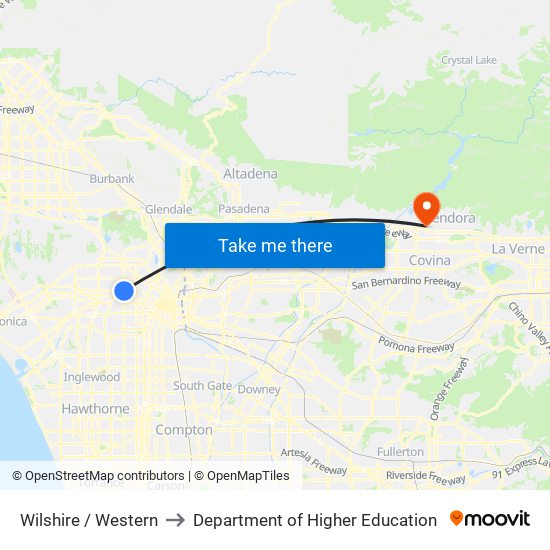 Wilshire / Western to Department of Higher Education map