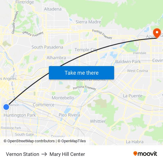 Vernon Station to Mary Hill Center map