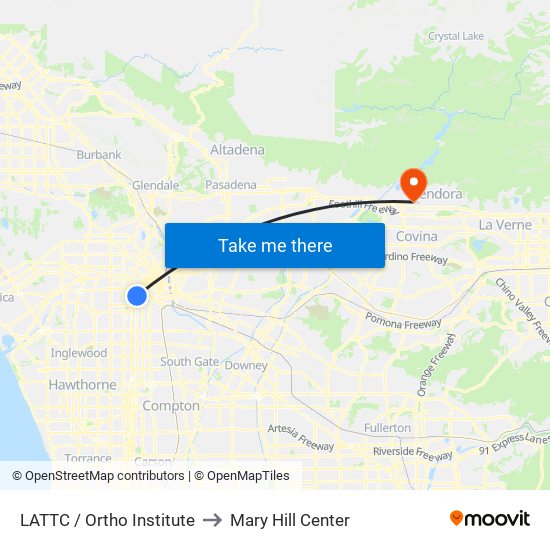 LATTC / Ortho Institute to Mary Hill Center map