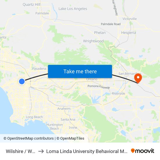 Wilshire / Western to Loma Linda University Behavioral Medicine Center map