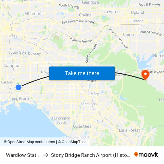 Wardlow Station to Stony Bridge Ranch Airport (Historical) map