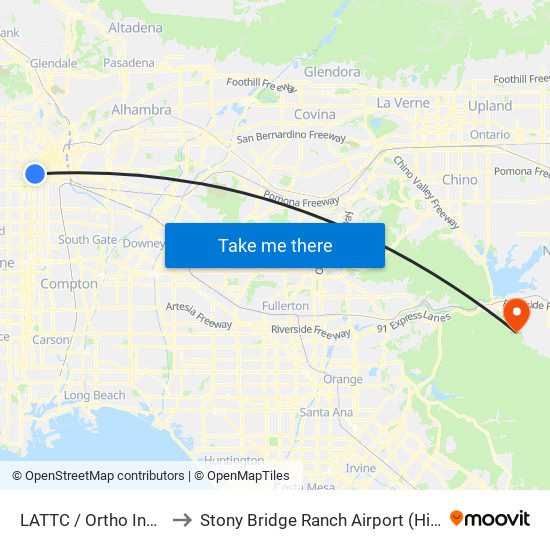 LATTC / Ortho Institute to Stony Bridge Ranch Airport (Historical) map
