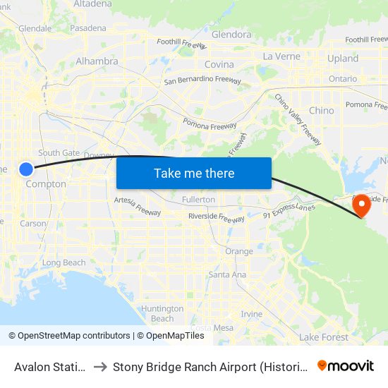 Avalon Station to Stony Bridge Ranch Airport (Historical) map