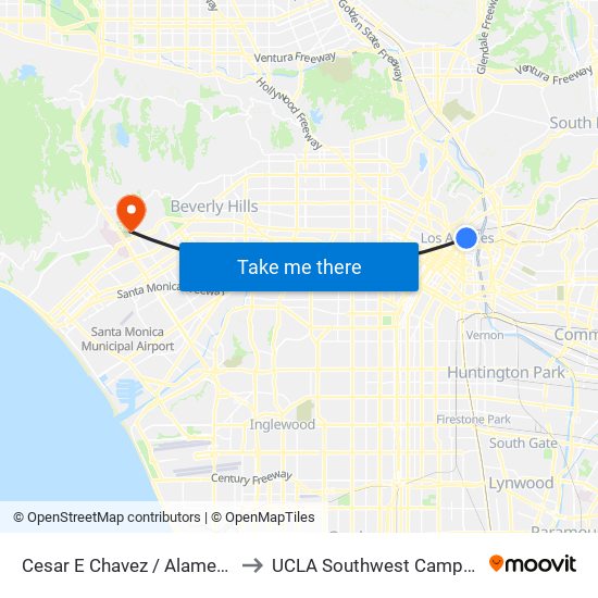 Cesar E Chavez / Alameda to UCLA Southwest Campus map