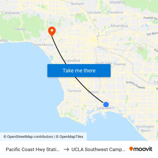 Pacific Coast Hwy Station to UCLA Southwest Campus map