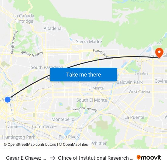 Cesar E Chavez / Alameda to Office of Institutional Research and Assessment map