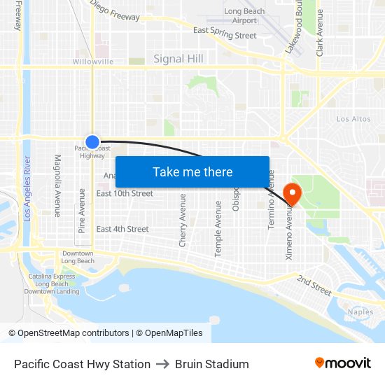 Pacific Coast Hwy Station to Bruin Stadium map
