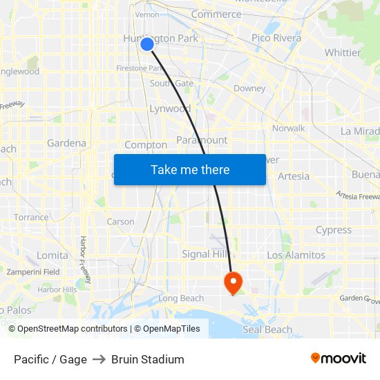 Pacific / Gage to Bruin Stadium map