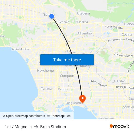 1st / Magnolia to Bruin Stadium map