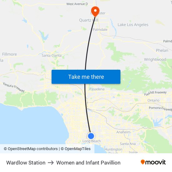 Wardlow Station to Women and Infant Pavillion map