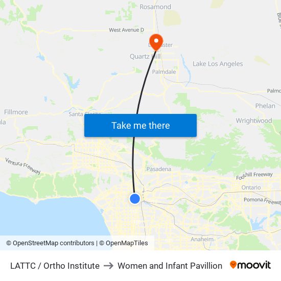 LATTC / Ortho Institute to Women and Infant Pavillion map