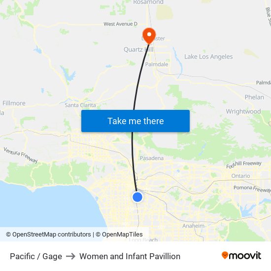 Pacific / Gage to Women and Infant Pavillion map