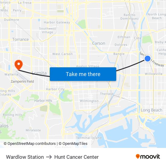 Wardlow Station to Hunt Cancer Center map