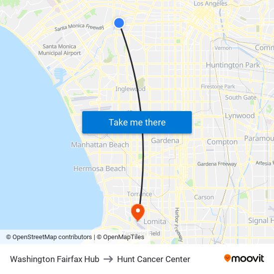 Washington Fairfax Hub to Hunt Cancer Center map