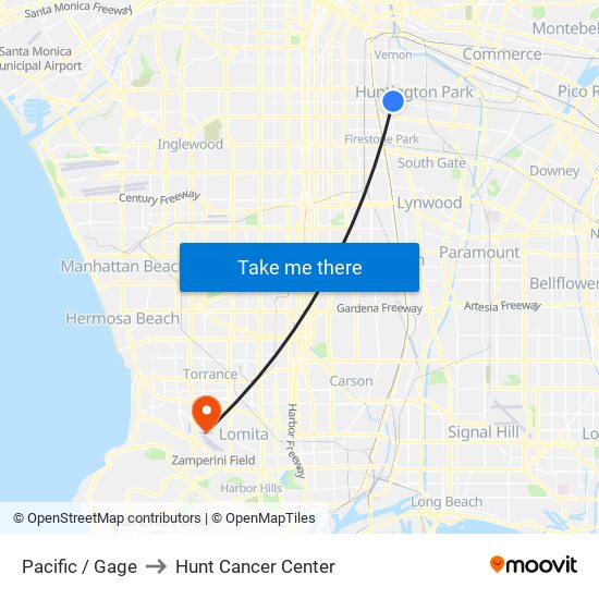 Pacific / Gage to Hunt Cancer Center map