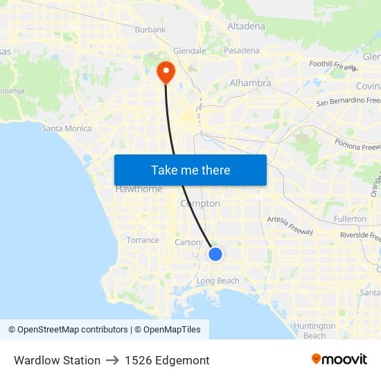 Wardlow Station to 1526 Edgemont map