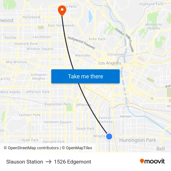 Slauson Station to 1526 Edgemont map