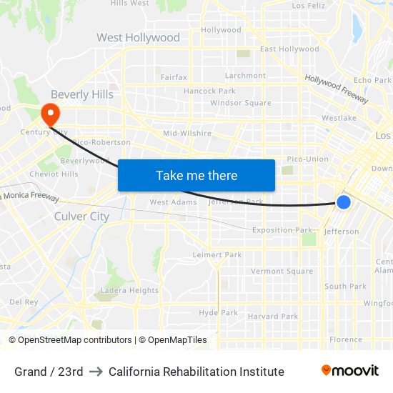 Grand / 23rd to California Rehabilitation Institute map