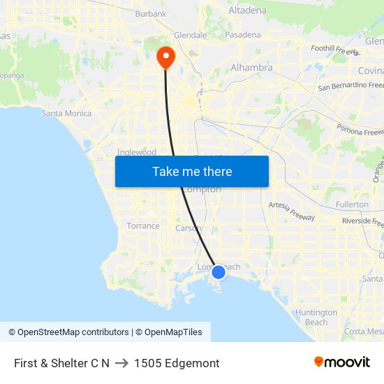 First & Shelter C N to 1505 Edgemont map