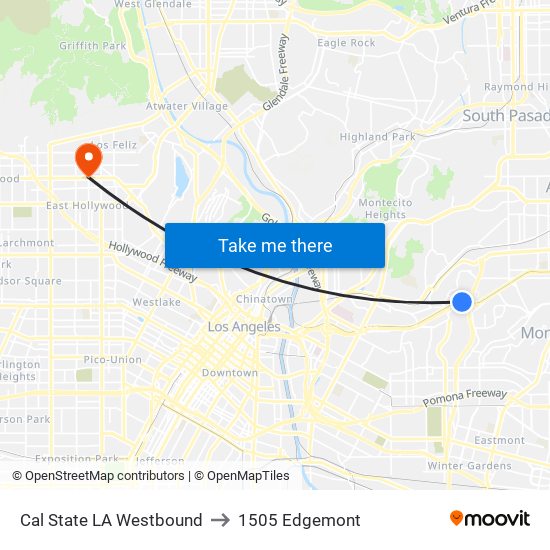 Cal State LA Westbound to 1505 Edgemont map