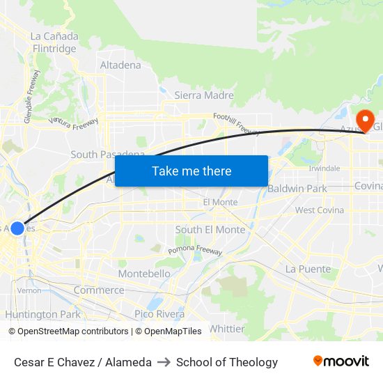 Cesar E Chavez / Alameda to School of Theology map