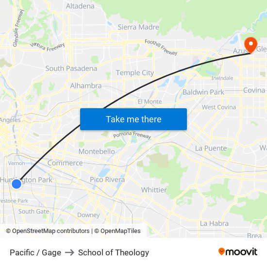 Pacific / Gage to School of Theology map