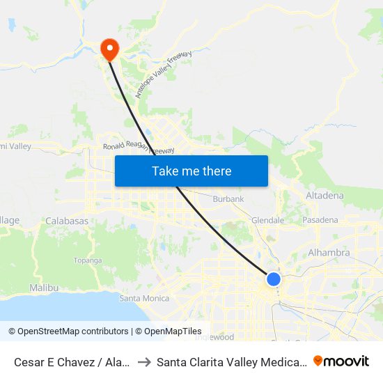 Cesar E Chavez / Alameda to Santa Clarita Valley Medical Plaza map