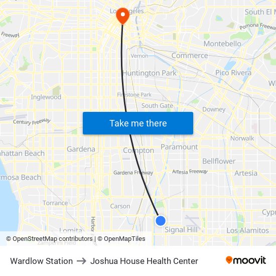 Wardlow Station to Joshua House Health Center map