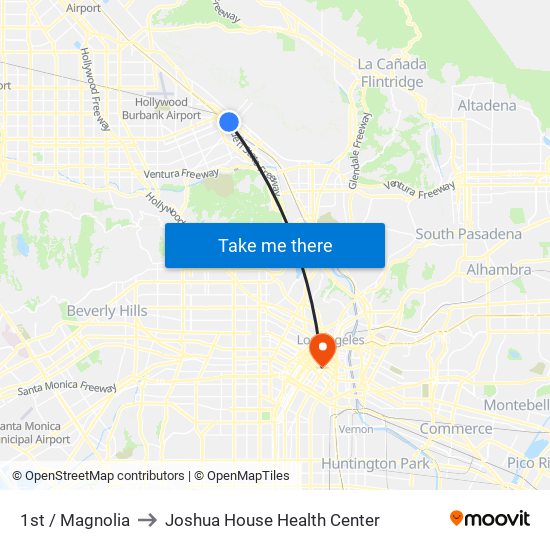 1st / Magnolia to Joshua House Health Center map