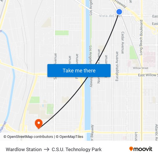 Wardlow Station to C.S.U. Technology Park map