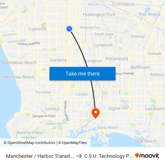 Manchester / Harbor Transitway to C.S.U. Technology Park map