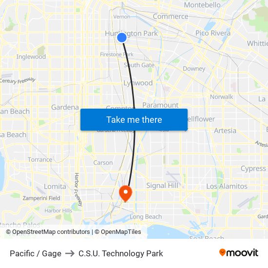 Pacific / Gage to C.S.U. Technology Park map