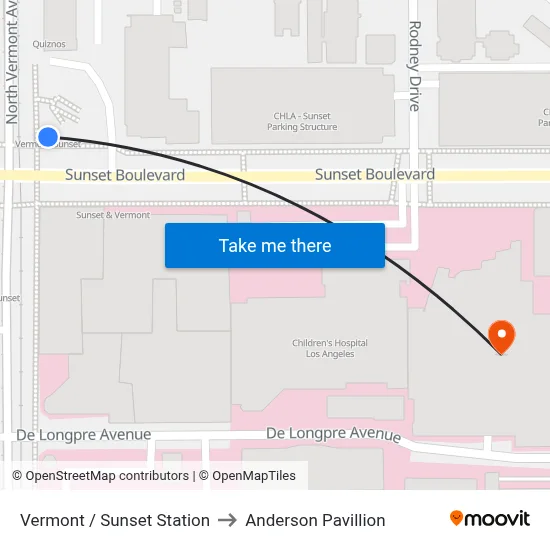Vermont / Sunset Station to Anderson Pavillion map