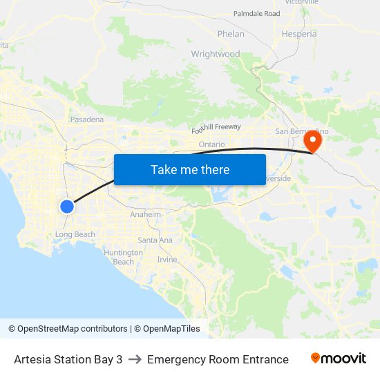 Artesia Station Bay 3 to Emergency Room Entrance map