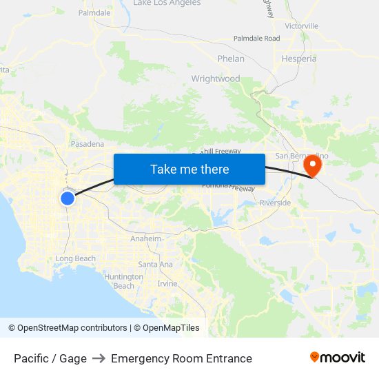 Pacific / Gage to Emergency Room Entrance map